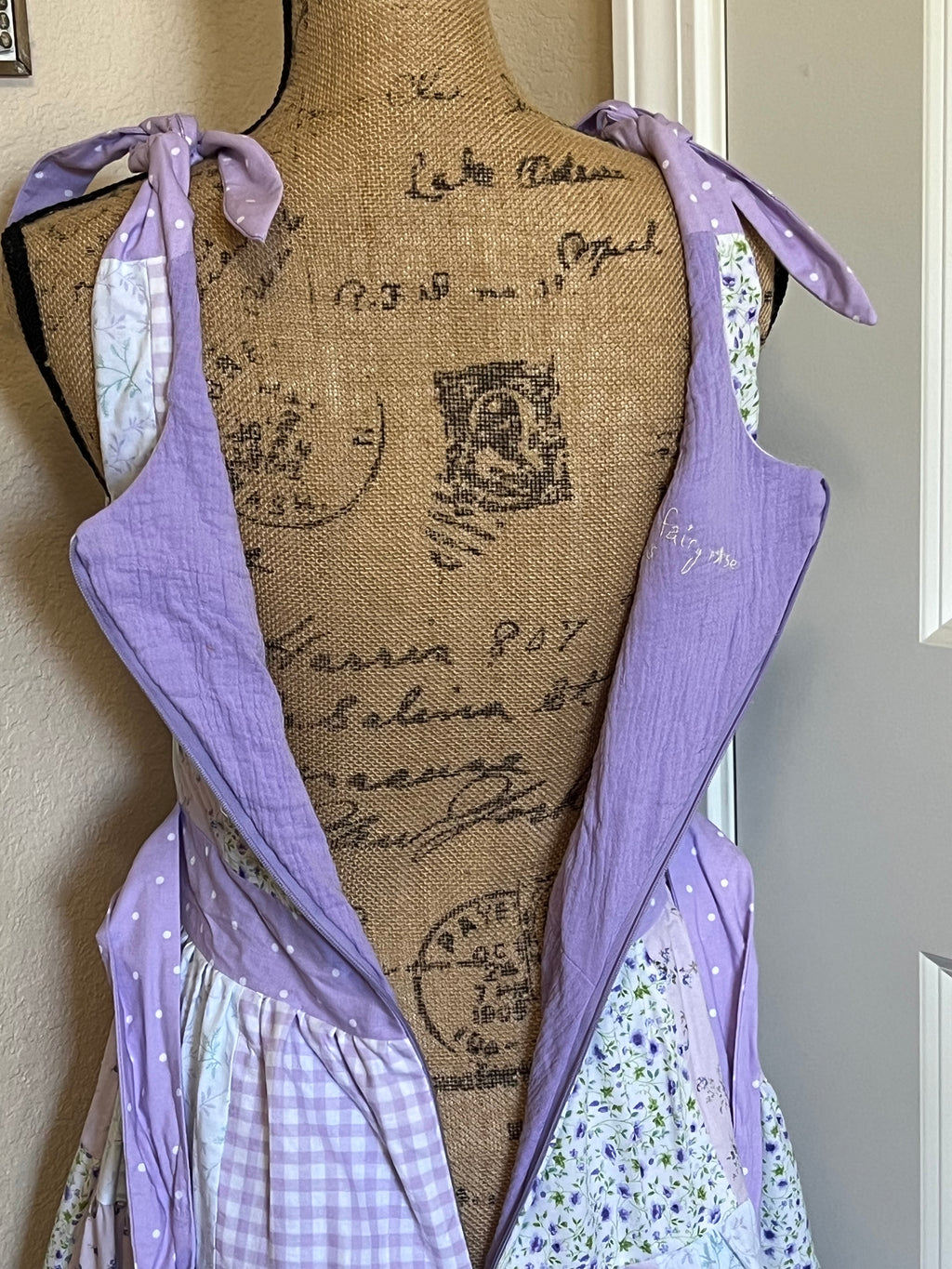 Purple & White patchwork dress-size small