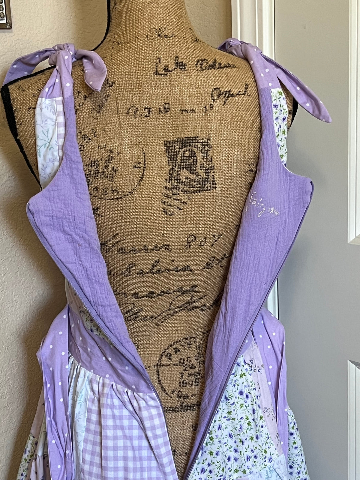 Purple & White patchwork dress-size small