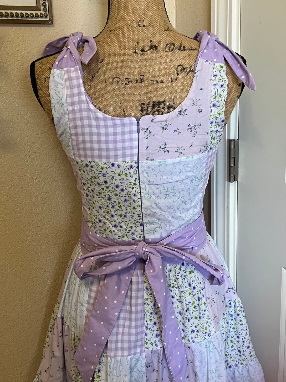 Purple & White patchwork dress-size small