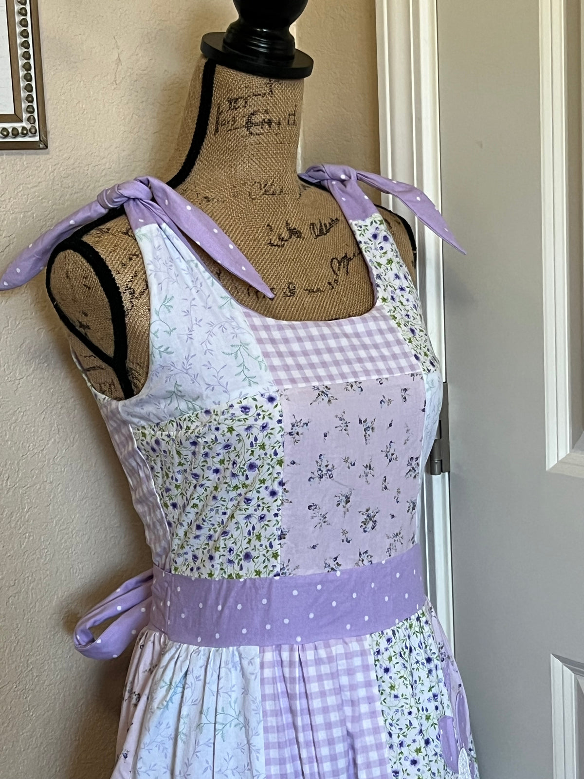 Purple & White patchwork dress-size small