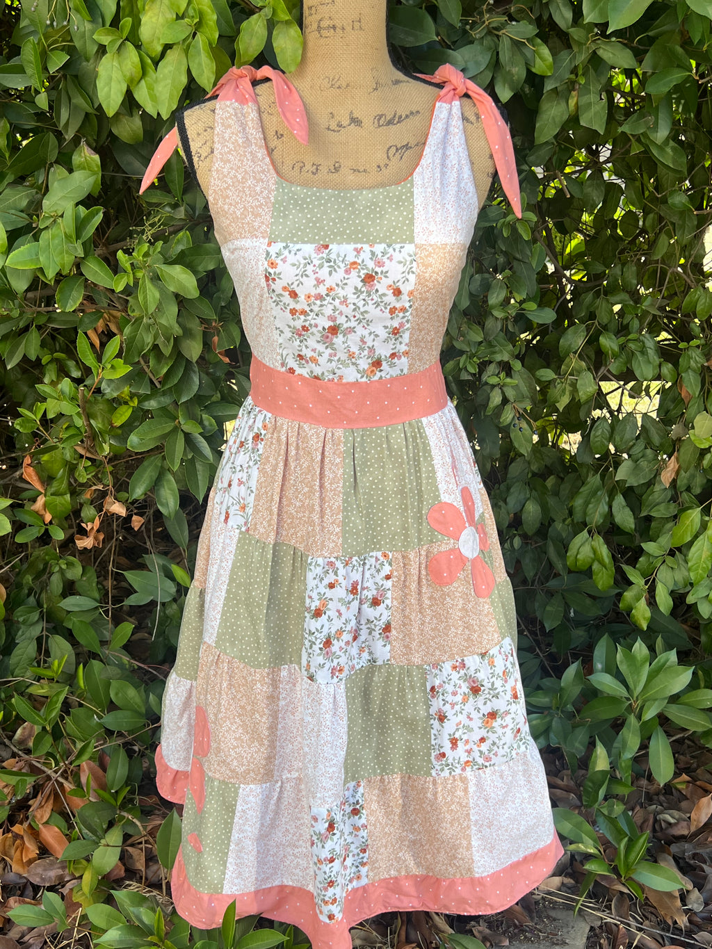 Orange & Green Patchwork Dress-size small