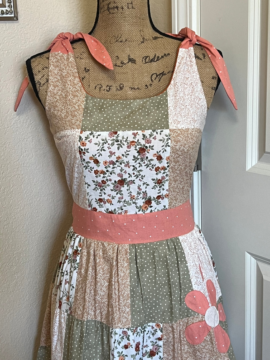 Orange & Green Patchwork Dress-size small