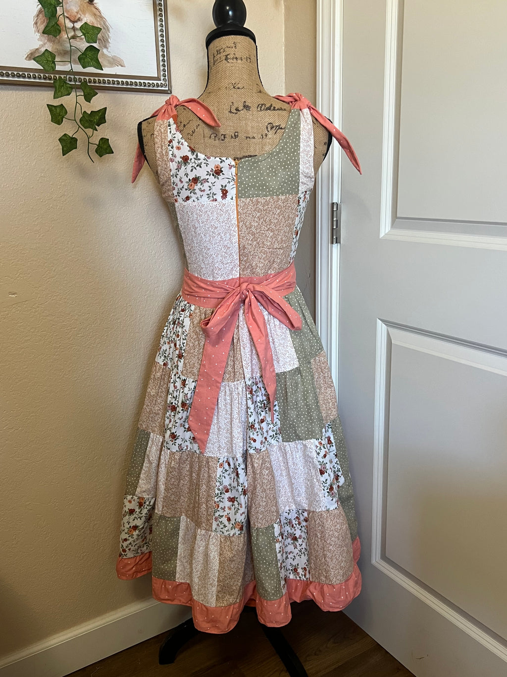 Orange & Green Patchwork Dress-size small