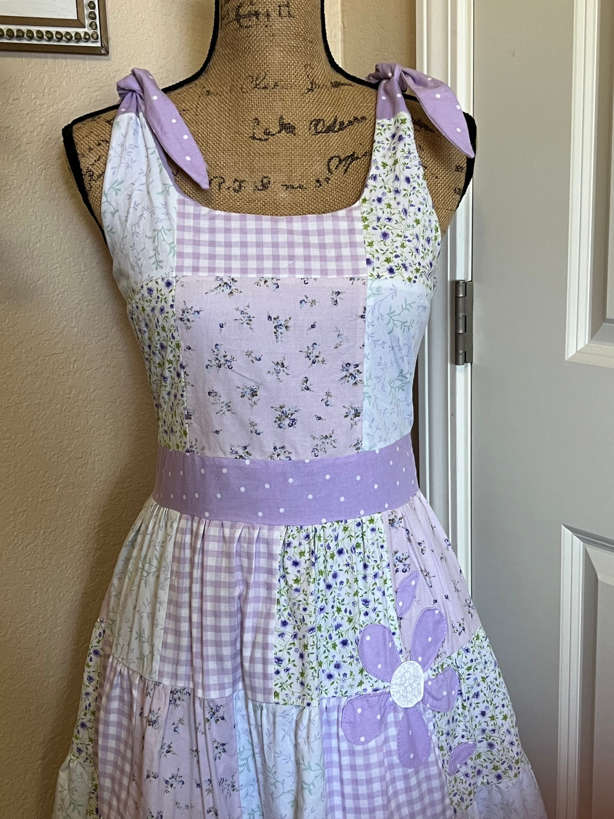 Purple & White patchwork dress-size small