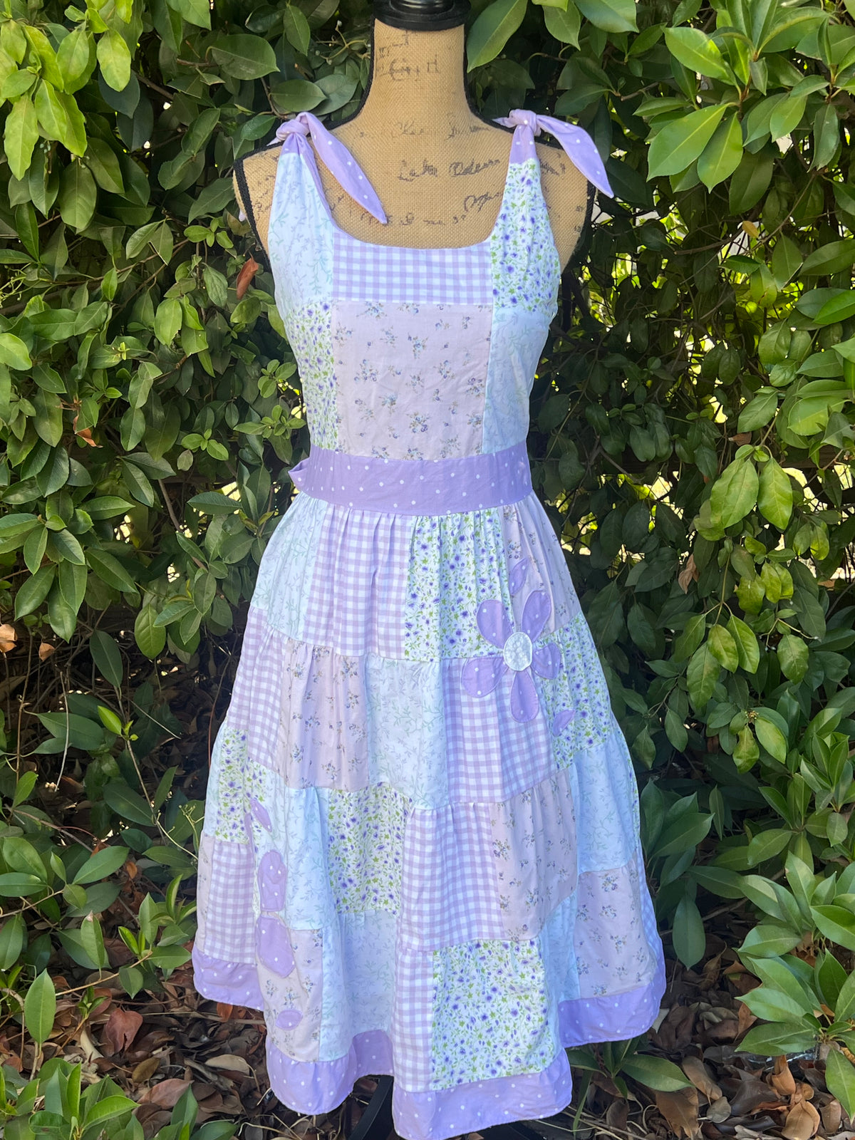 Purple & White patchwork dress-size small