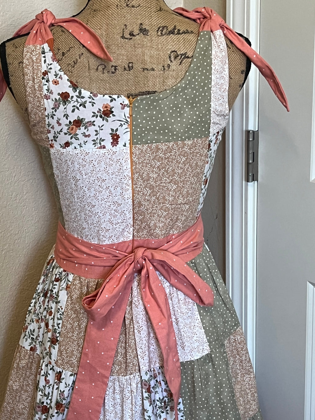 Orange & Green Patchwork Dress-size small