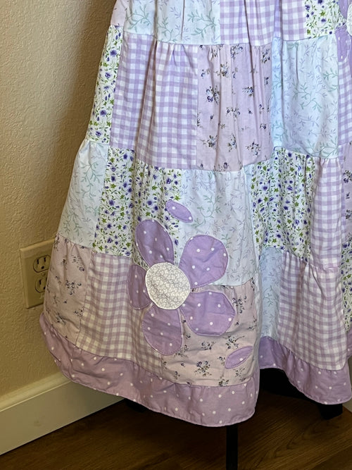 Purple & White patchwork dress-size small