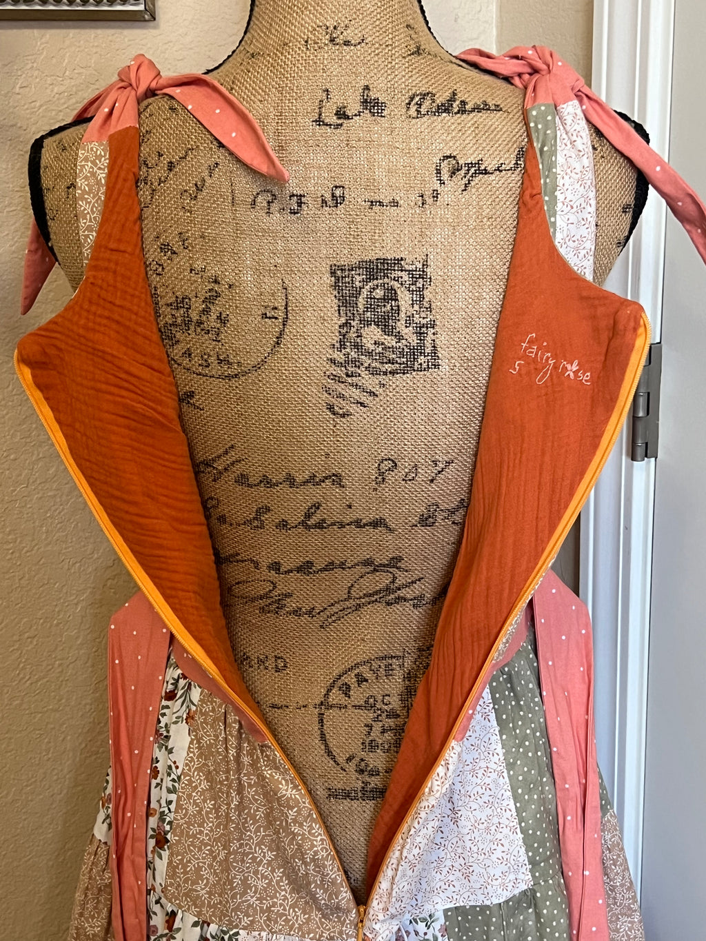 Orange & Green Patchwork Dress-size small