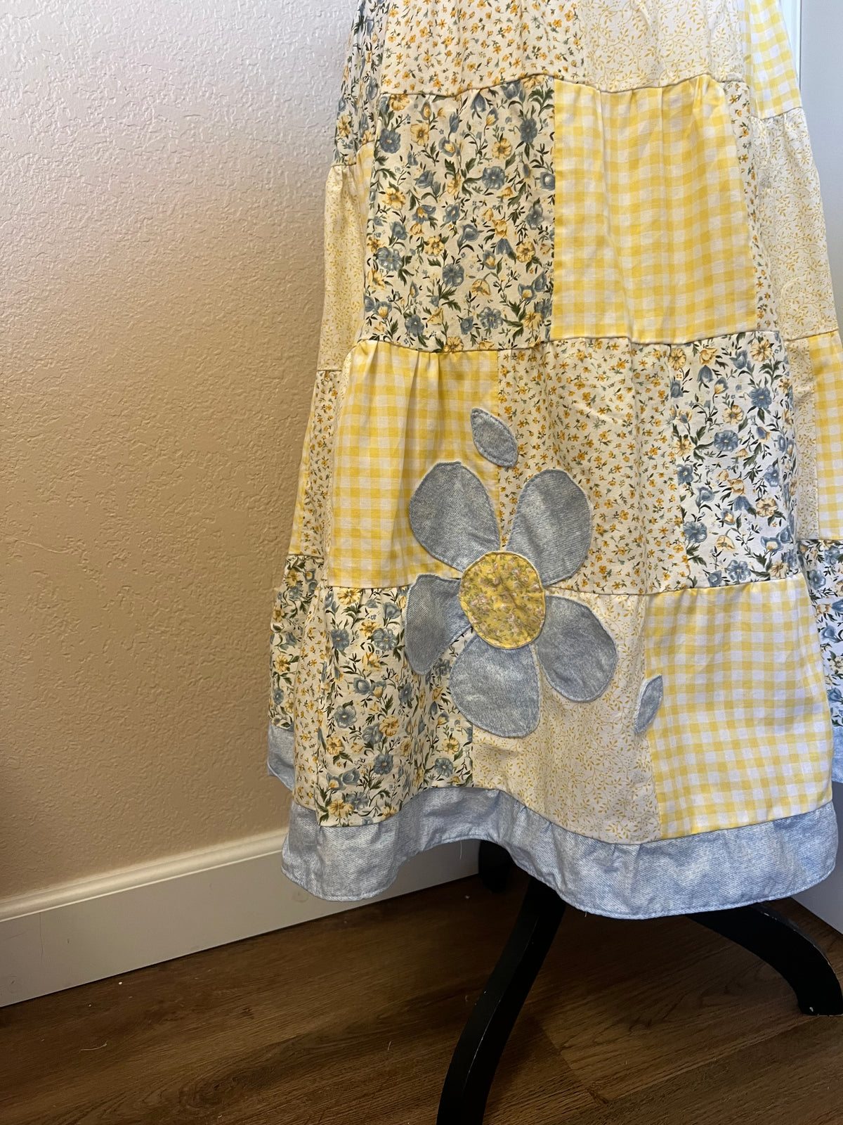 Yellow & Blue Patchwork dress - size small