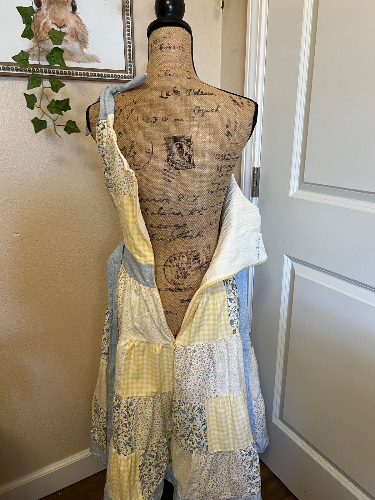 Yellow & Blue Patchwork dress - size small