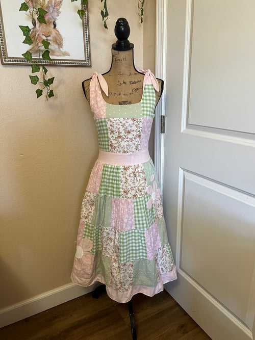 Pink & Green Patchwork dress - size small