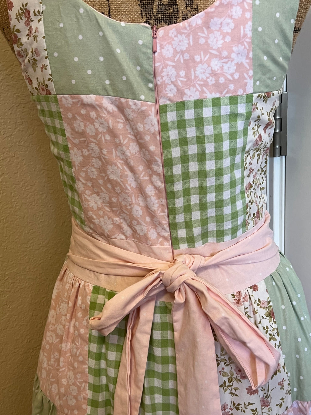 Pink & Green Patchwork dress - size small